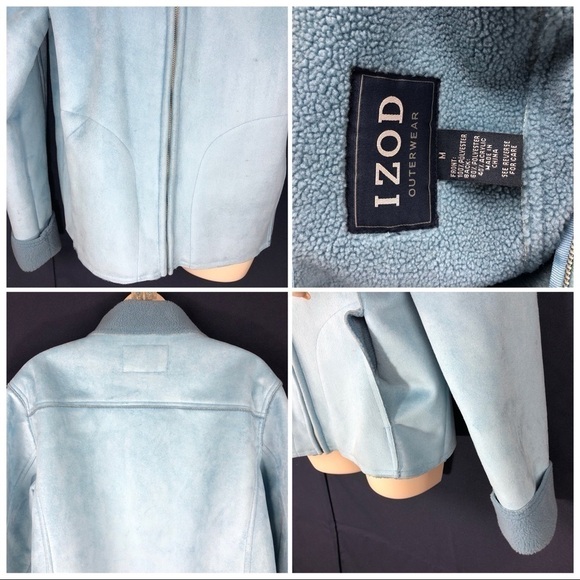 EUC-VINTAGE Izod Suede collar FauxFur Lined Jacket - Picture 8 of 8